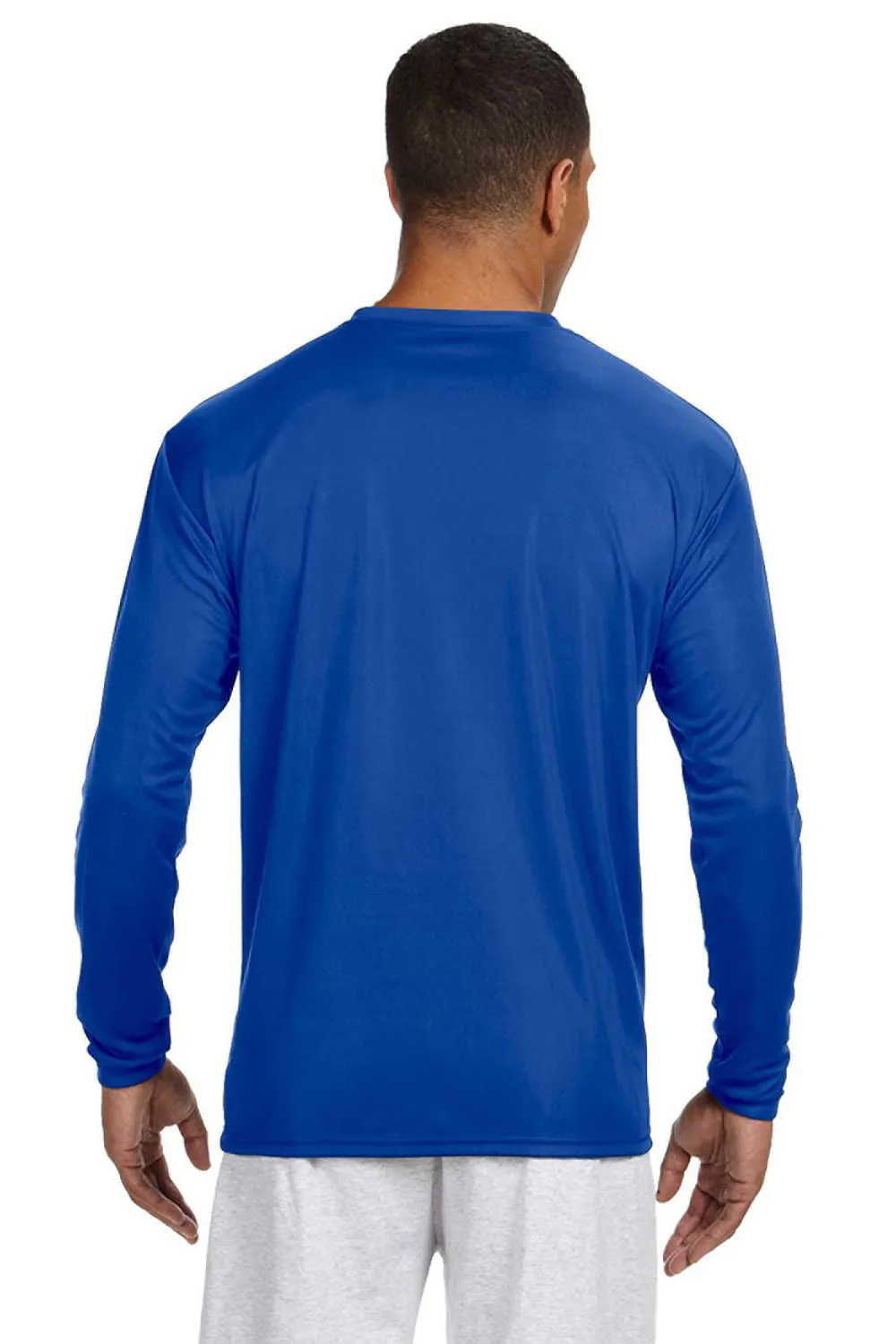 A4 Mens Performance Moisture Wicking Long Sleeve Crewneck T-Shirt - Royal Blue