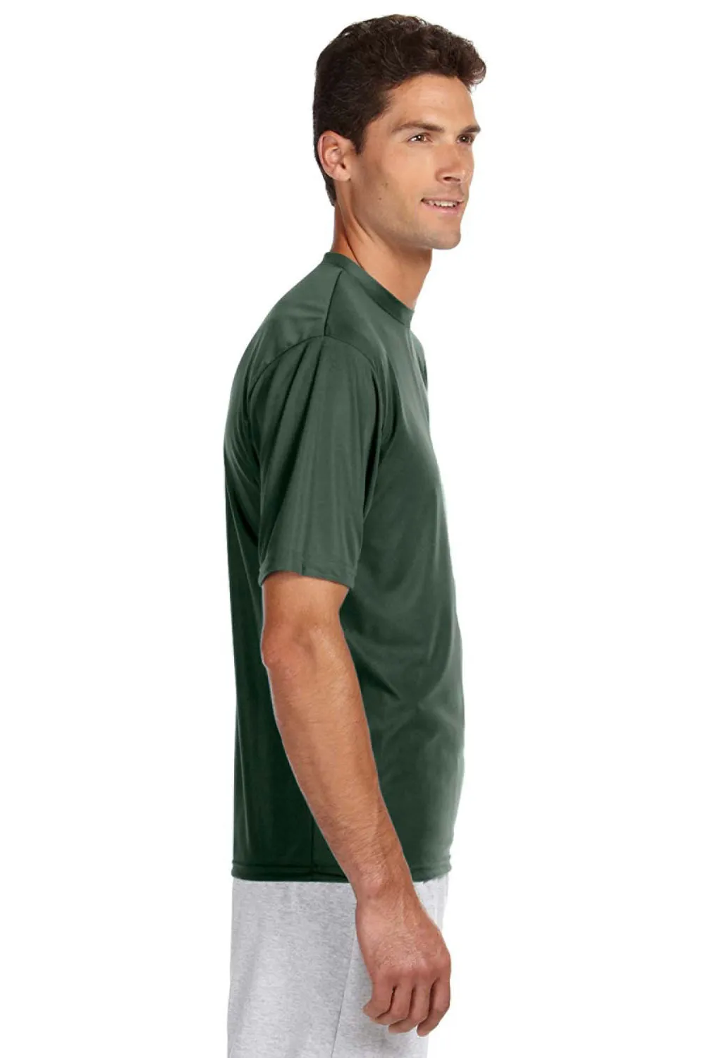 A4 Mens Performance Moisture Wicking Short Sleeve Crewneck T-Shirt - Forest Green