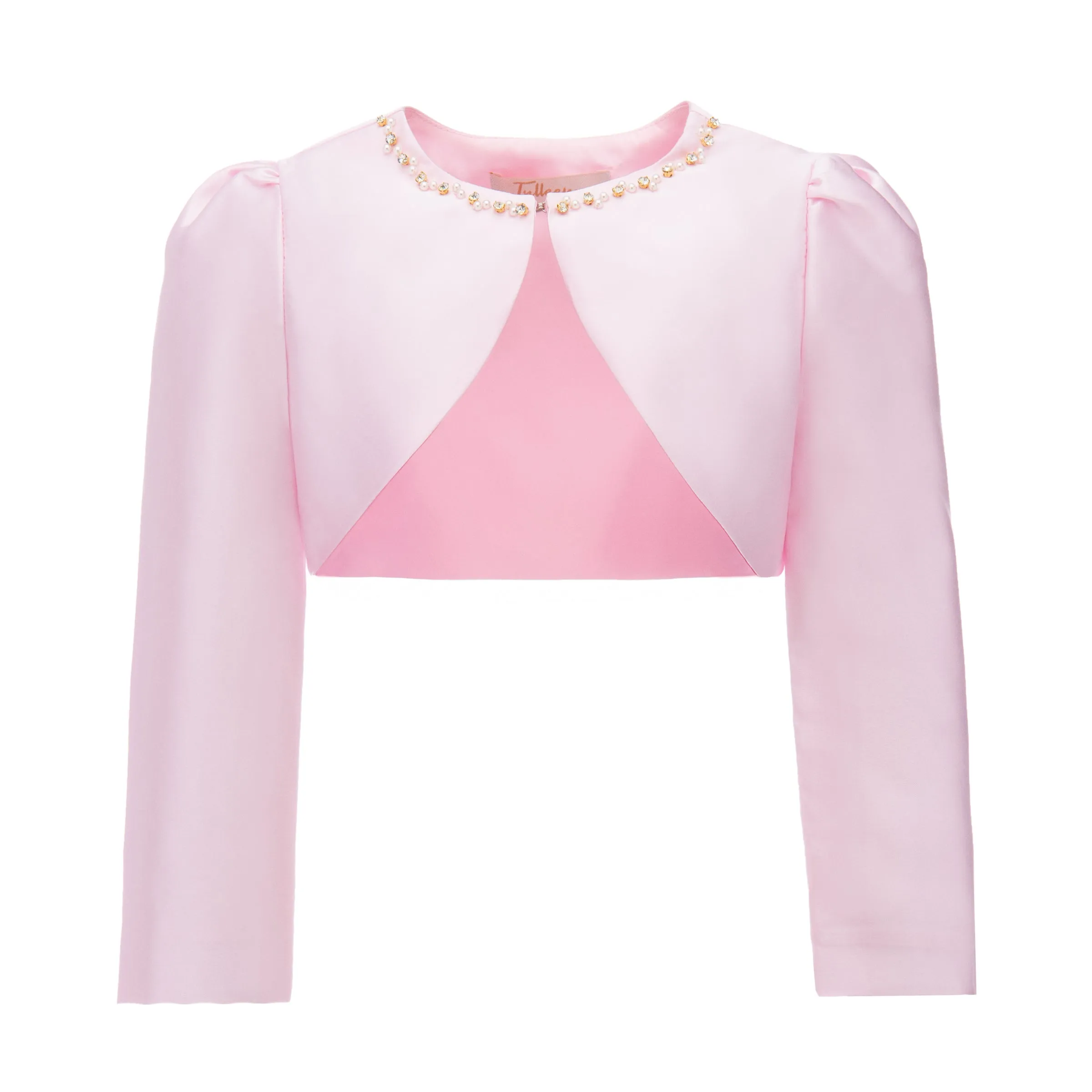 Blush Cropped Satin Cardigan