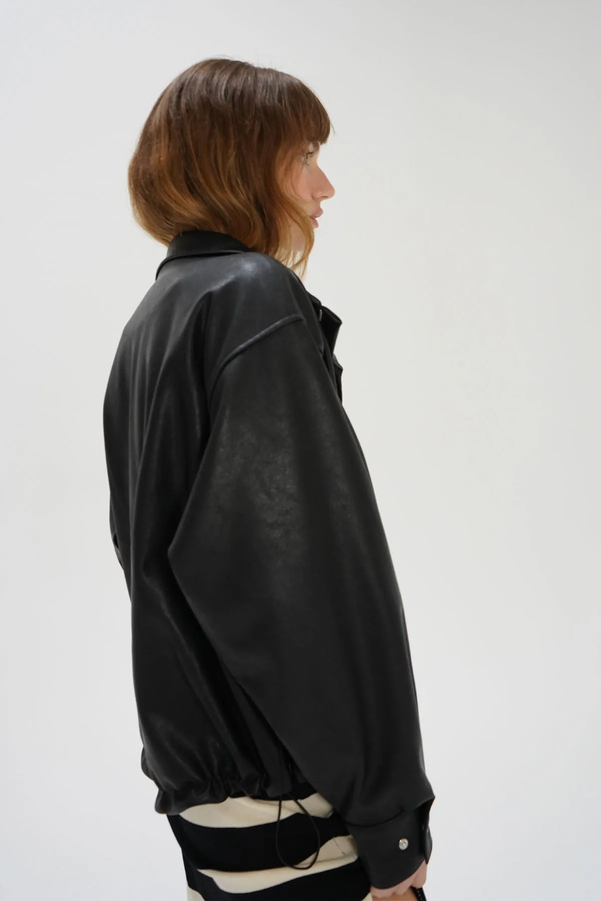 Broadway Faux Leather Jacket - Black