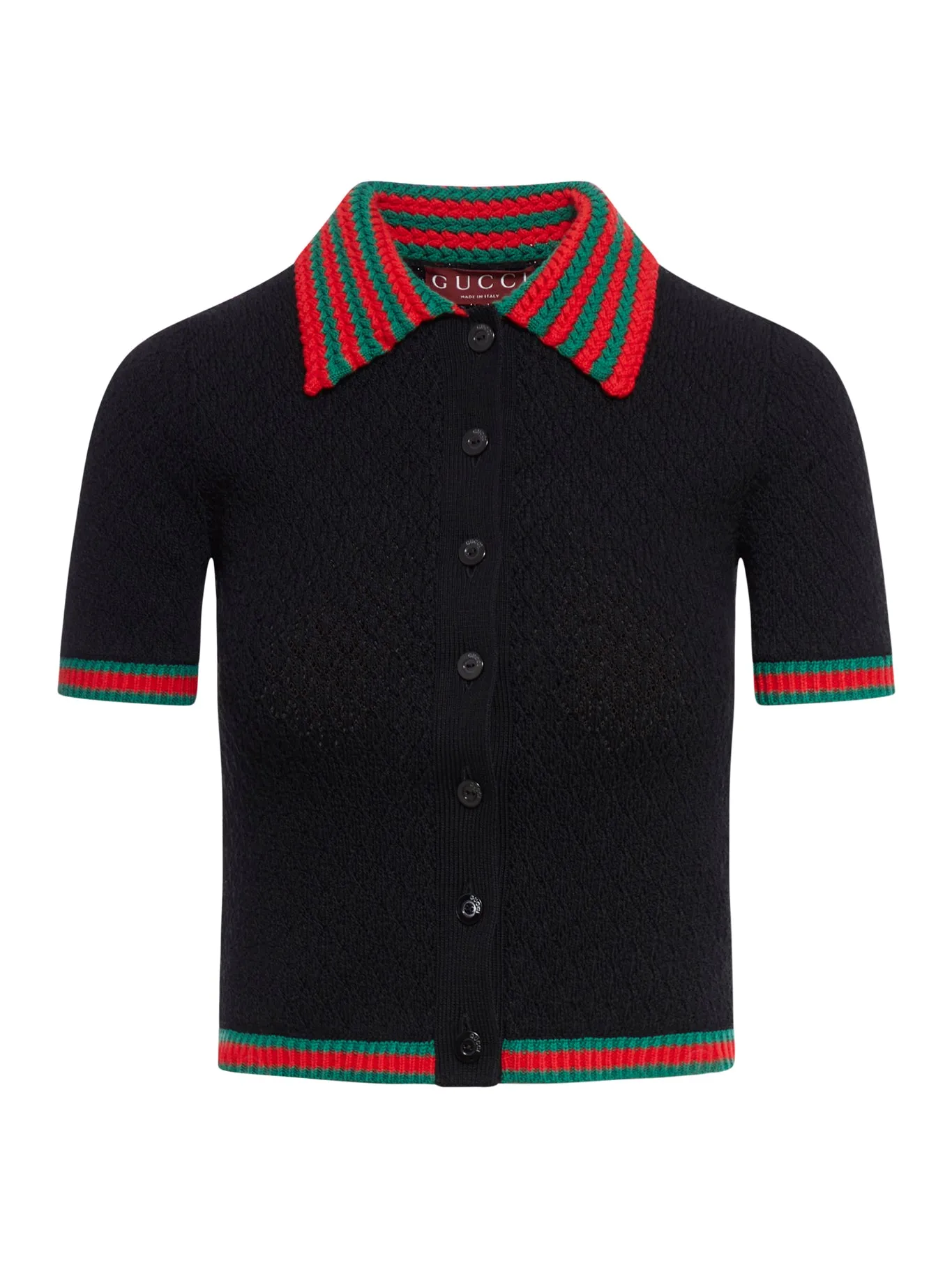 COTTON LACE POLO SHIRT WITH WEB PATTERN