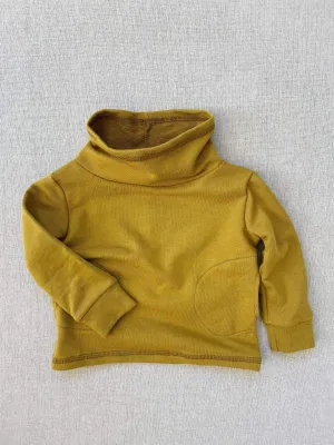 cowl neck organic french terry sweatshirt in chartreuse