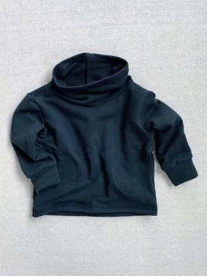 cowl neck organic french terry sweatshirt in ink