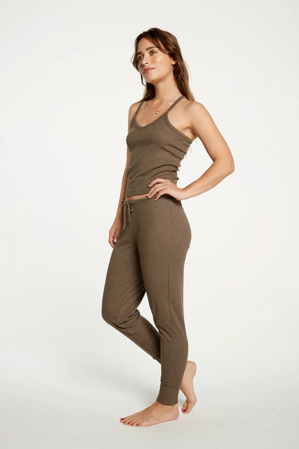 Cozy Rib Cropped Double V Cami