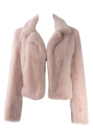 Cropped Faux Fur Jacket - Bisque