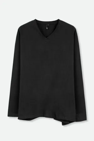 ESSENTIAL V-NECK LONG SLEEVE IN SLUB COTTON