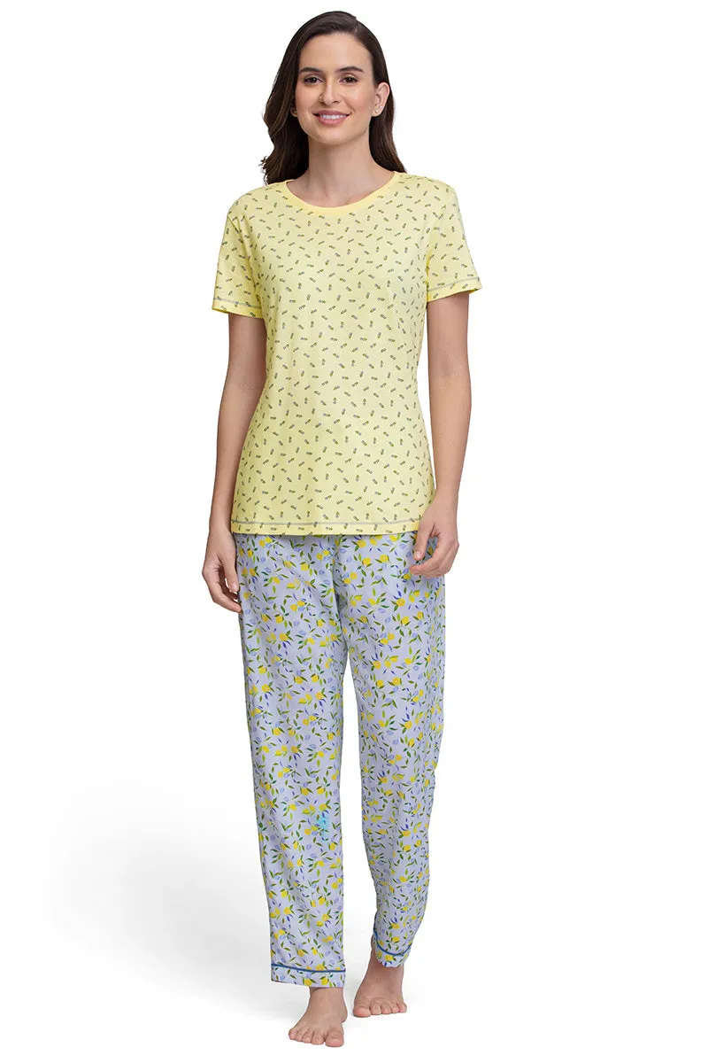 Full Length Pyjama Bottom - Lemon Leaf Pr