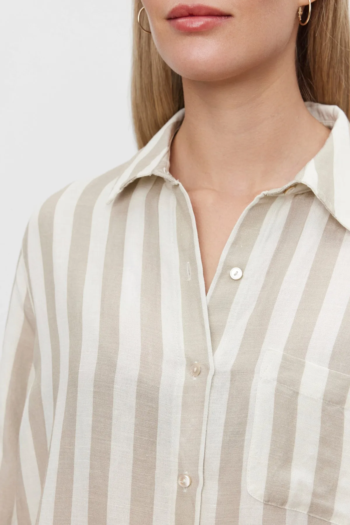 HARLOW STRIPED LINEN BUTTON-UP SHIRT