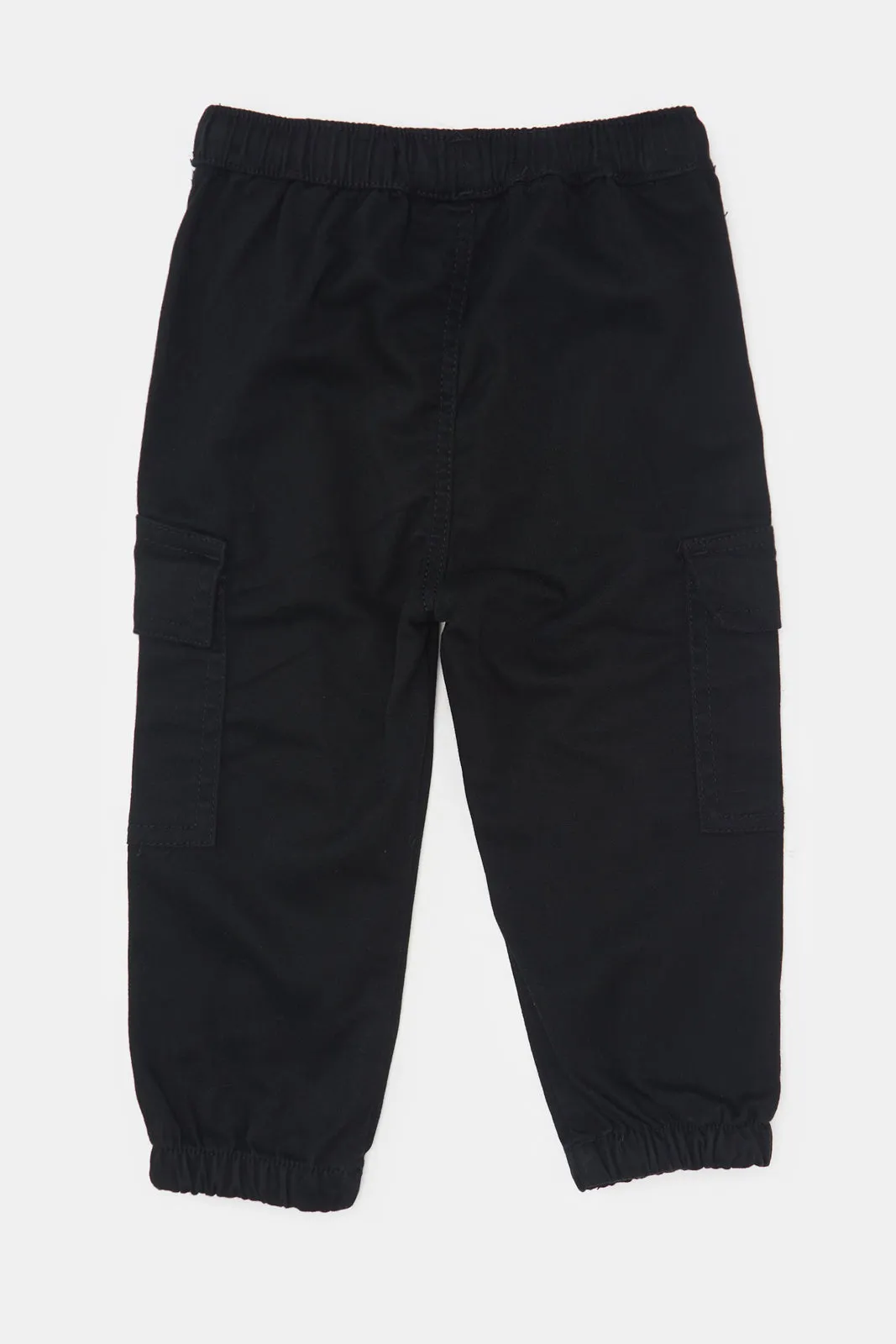 Infant Boys Black Cargo Twill Joggers