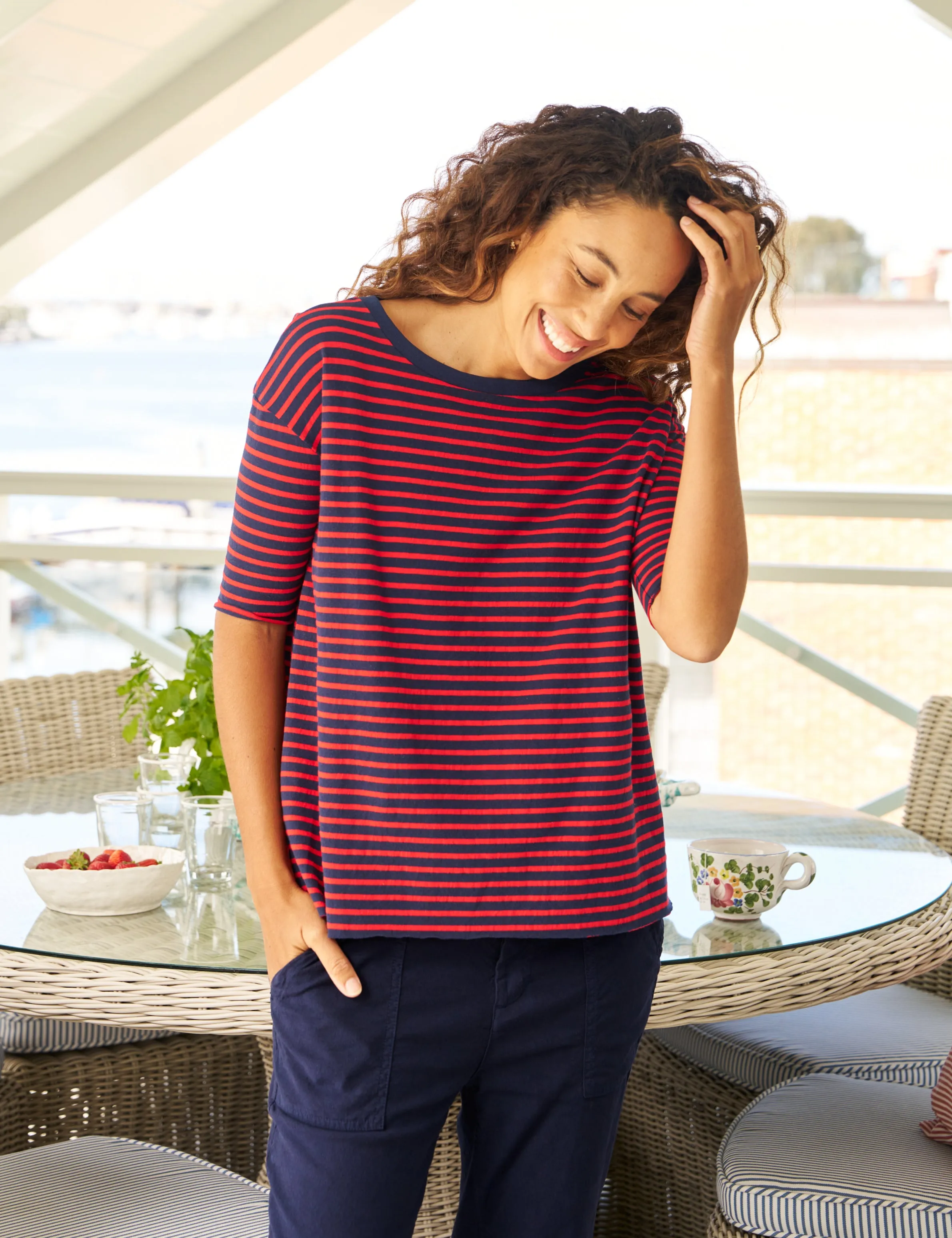 JOSEPHINE Red and Navy French Stripe, Heritage Jersey