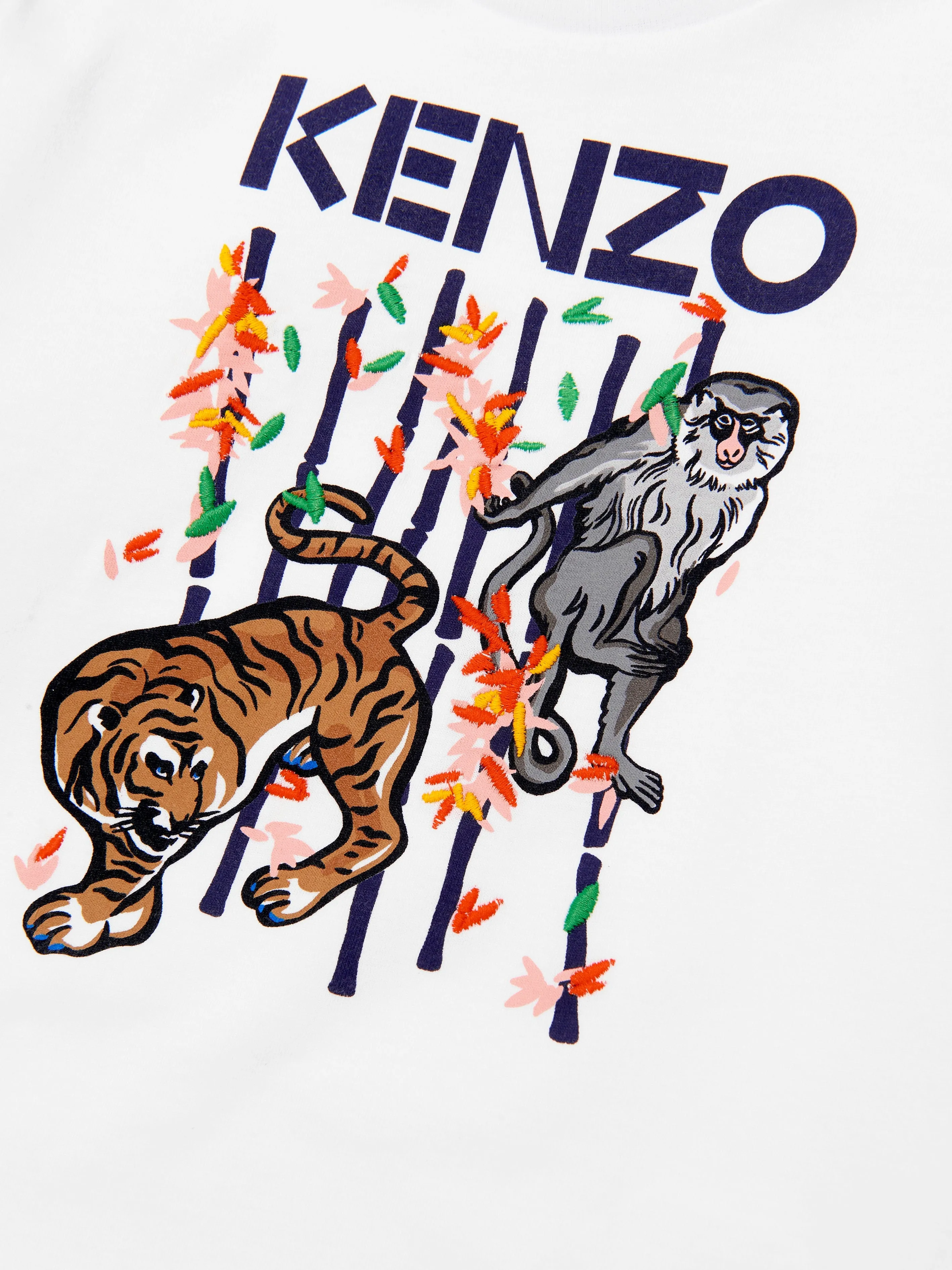 KENZO Girls Organic Cotton Cropped T-Shirt in White