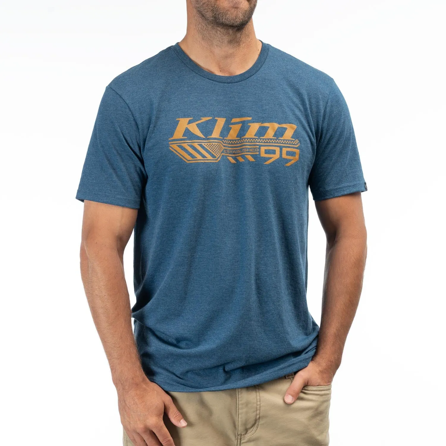 Klim Men's Foundation Tri-Blend Tee Heathered Neptune/Golden Brown