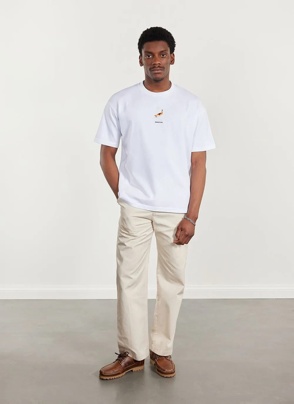 Koi Carp Oversized T Shirt | Embroidered Organic Cotton | White