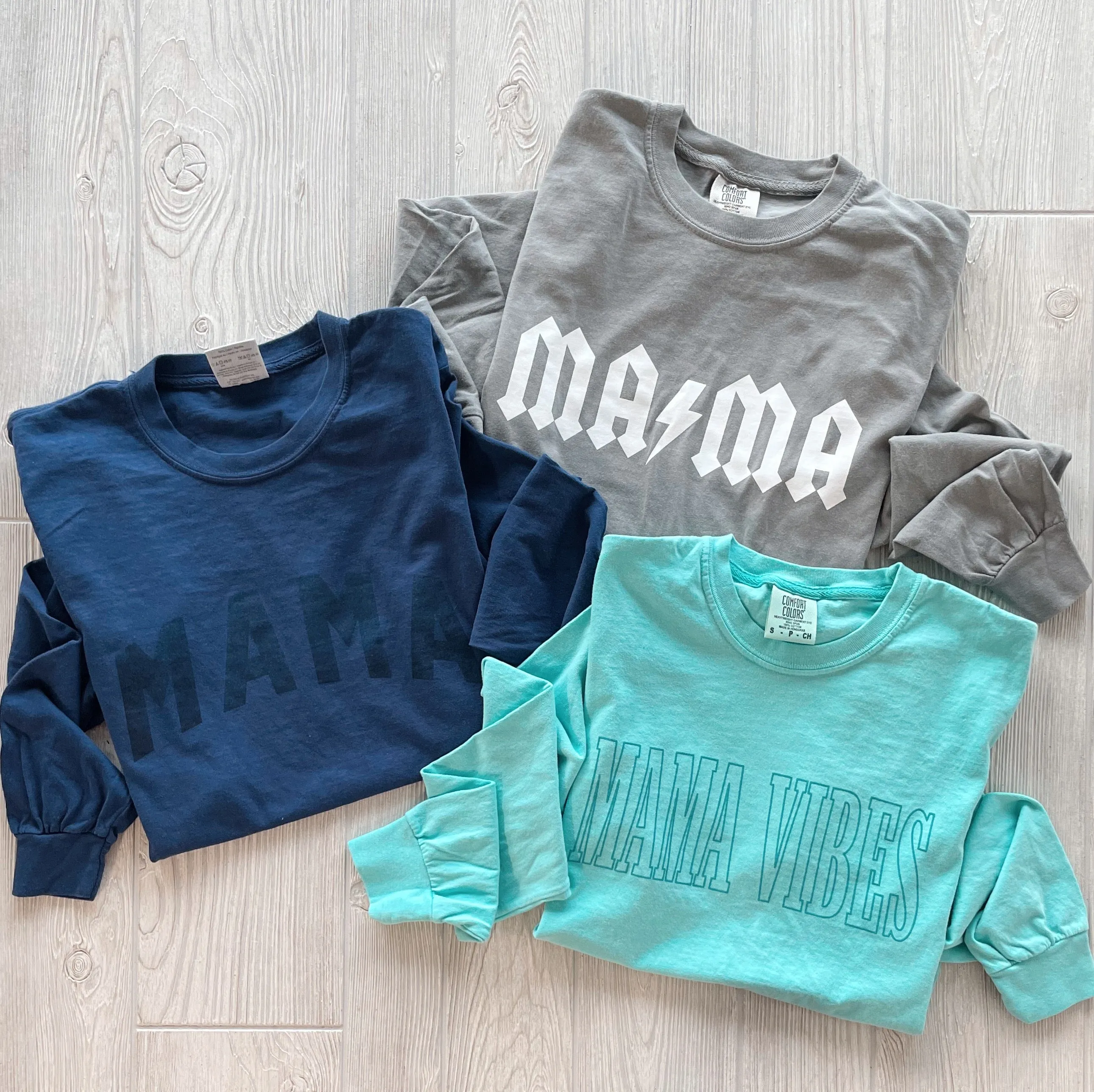 MAMA VIBES • Tonal Aqua Long Sleeve