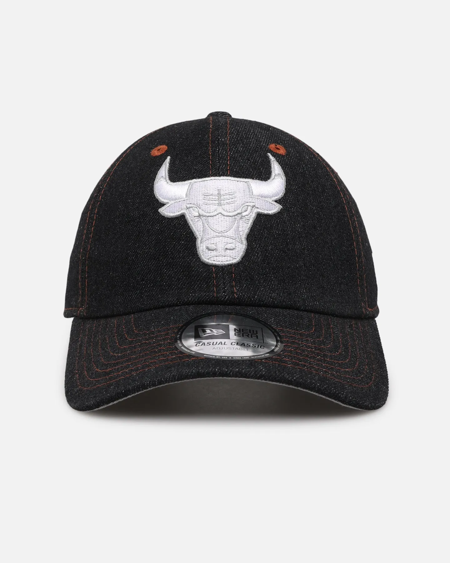 New Era Chicago Bulls "Black Denim" Classic Casual Strapback Black Denim/Rust Contrast