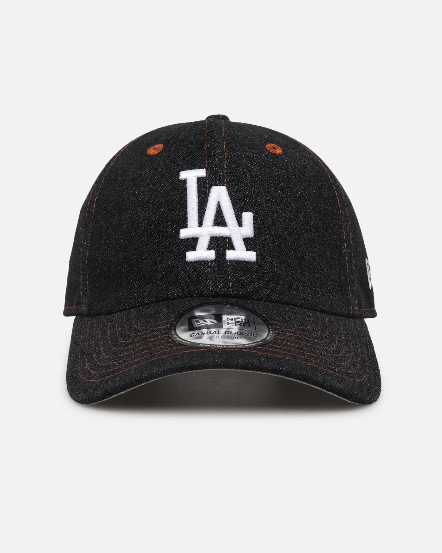 New Era Los Angeles Dodgers "Black Denim" Classic Casual Strapback Black Denim/Rust Contrast