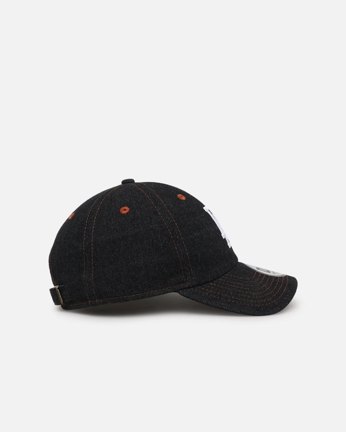 New Era Los Angeles Dodgers "Black Denim" Classic Casual Strapback Black Denim/Rust Contrast