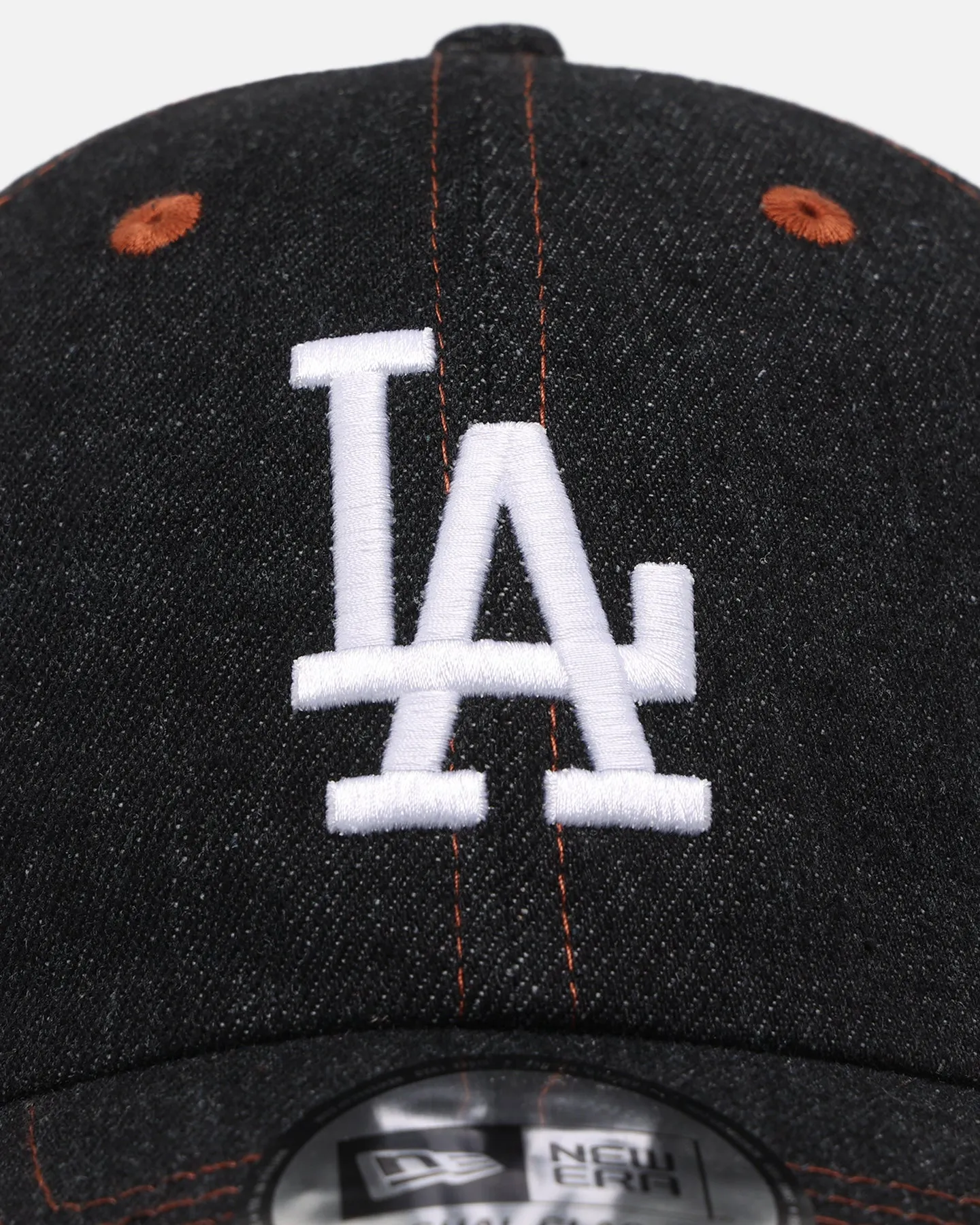 New Era Los Angeles Dodgers "Black Denim" Classic Casual Strapback Black Denim/Rust Contrast