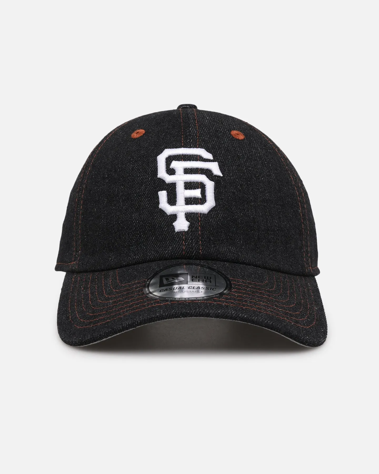 New Era San Francisco Giants "Black Denim" Classic Casual Strapback Black Denim/Rust Contrast