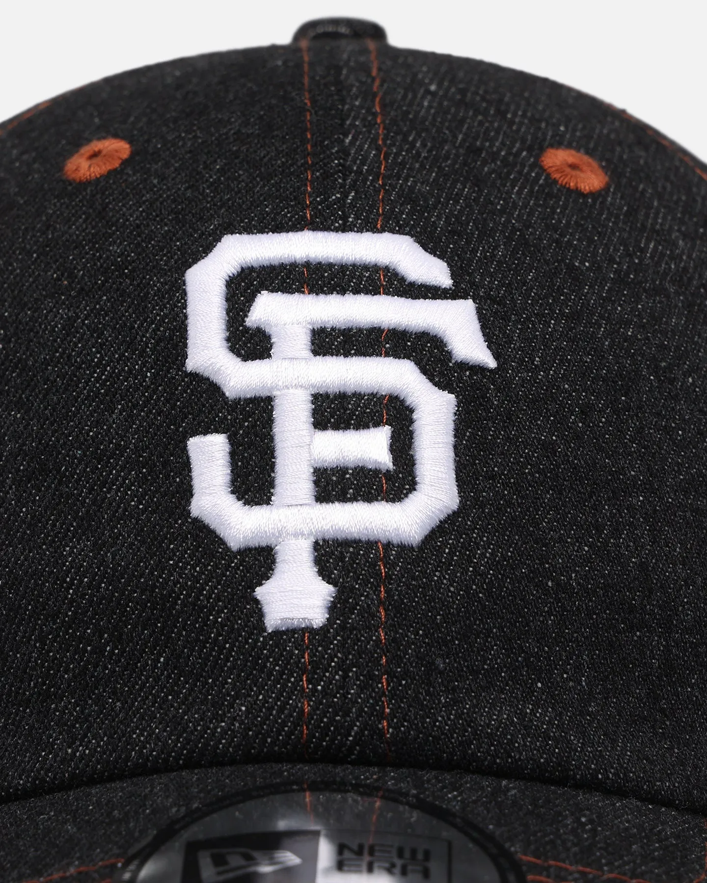 New Era San Francisco Giants "Black Denim" Classic Casual Strapback Black Denim/Rust Contrast