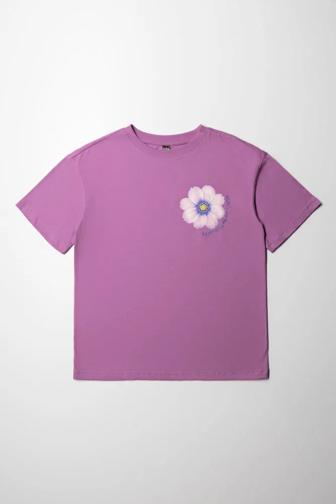 Oversized Tshirt Large Daisy Purple