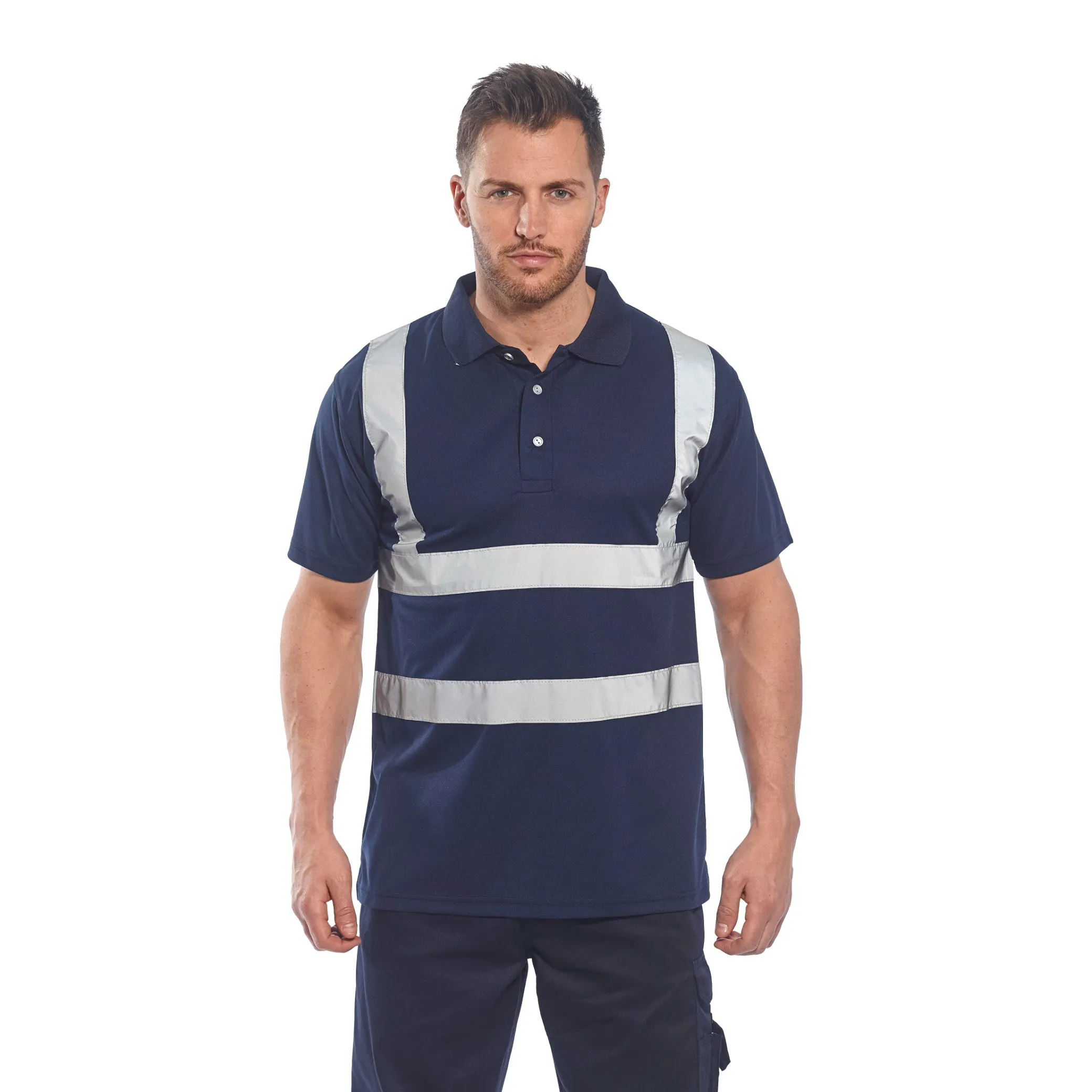 PORTWEST® Iona Hi Vis Navy Polo Shirt - F477