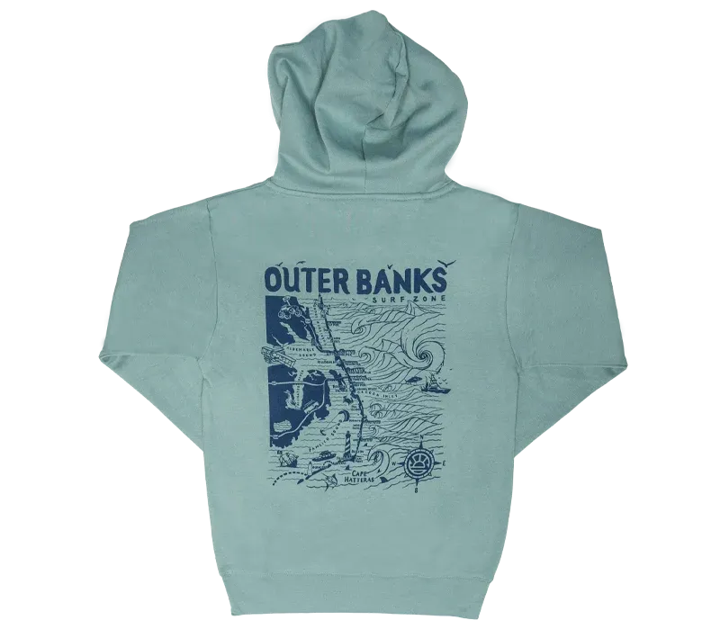 REAL Outer Banks Map Wmn's Hooded Sweatshirt-Agave