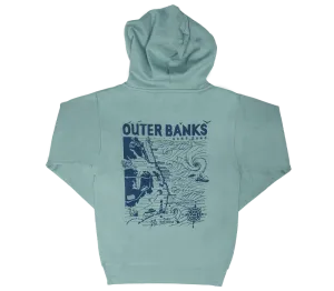 REAL Outer Banks Map Wmn's Hooded Sweatshirt-Agave