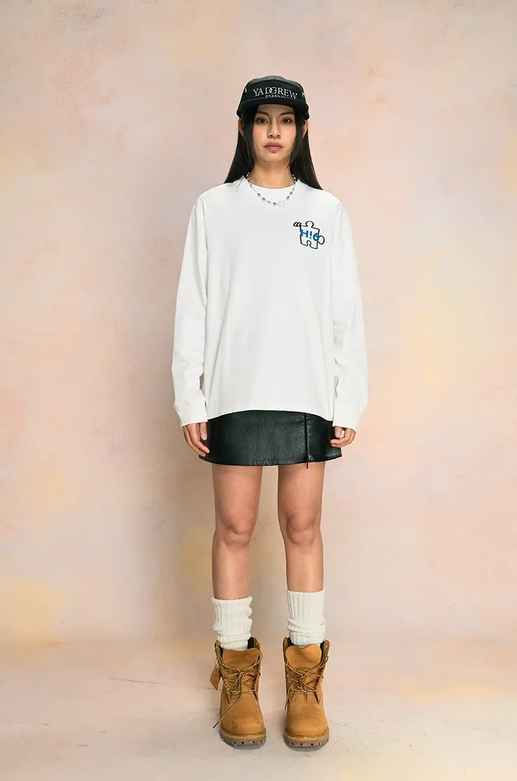 Relaxed Fit "Hello Saturday" Graphic Long Sleeve Tee