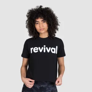 REVIVAL - WOMEN'S ESSENTIAL CROP T-SHIRT - BLACK/WHITE