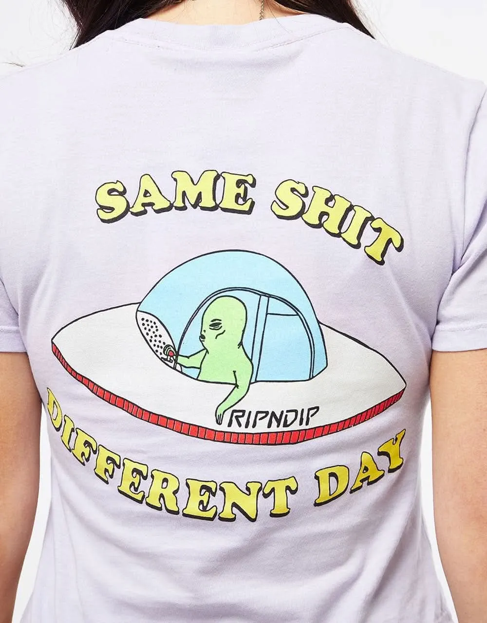 RIPNDIP Same Shit Different Day Womens Cropped T-Shirt - Lavender