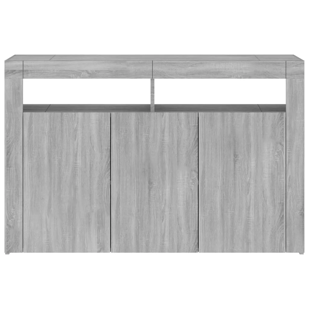 Sideboard with LED Lights Grey Sonoma 115.5x30x75 cm