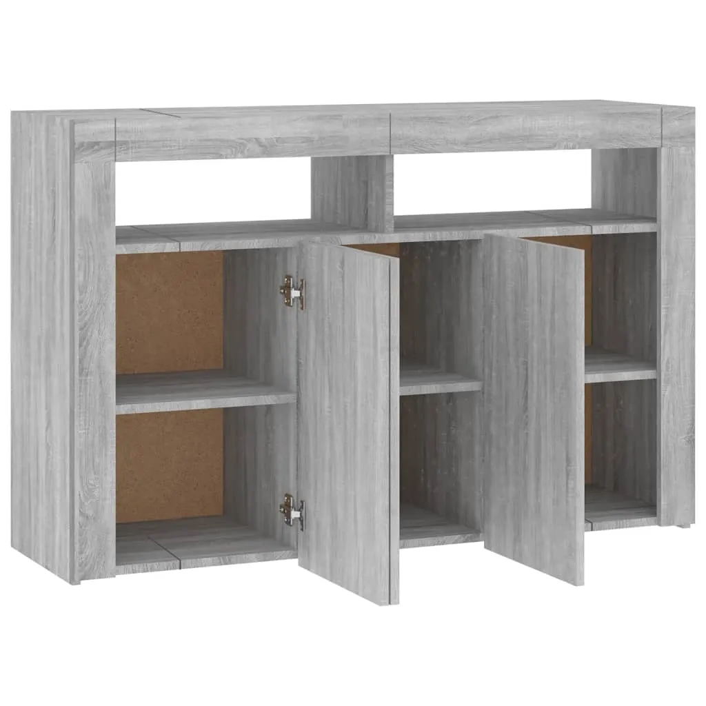 Sideboard with LED Lights Grey Sonoma 115.5x30x75 cm