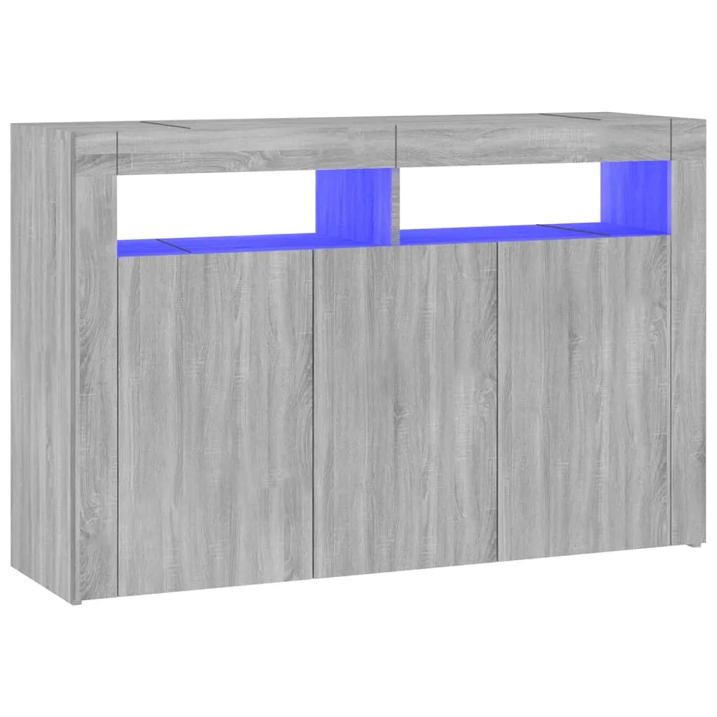 Sideboard with LED Lights Grey Sonoma 115.5x30x75 cm