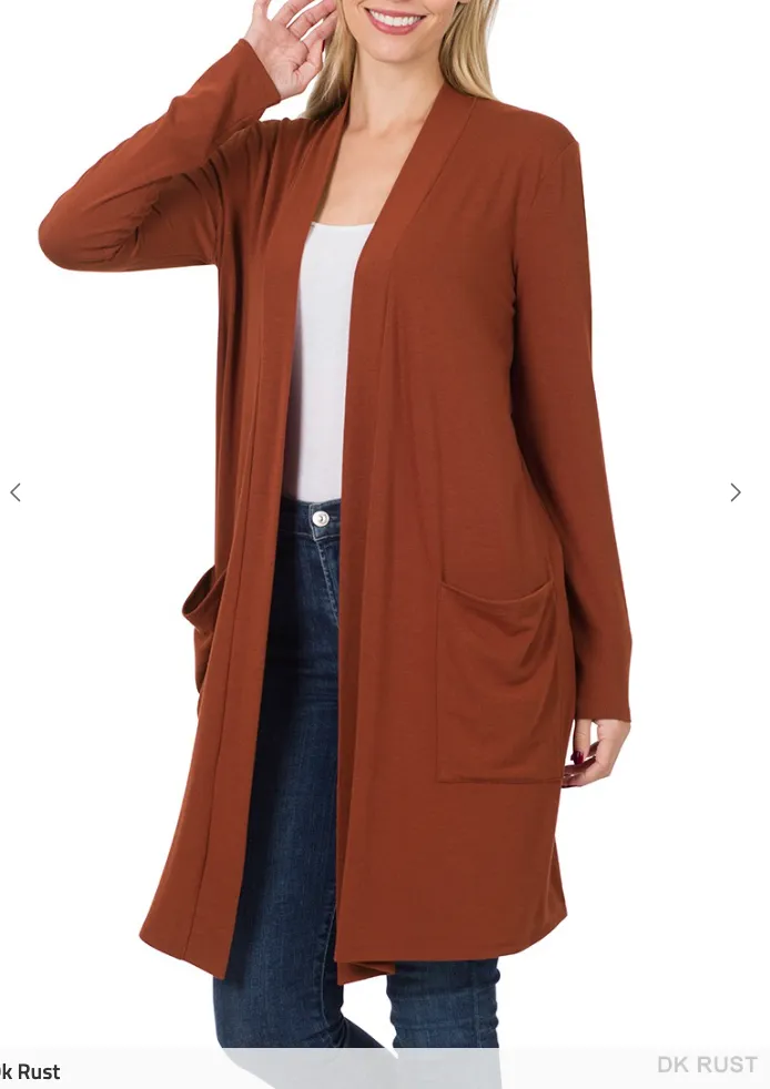 SLOUCHY POCKET OPEN CARDIGAN - Final Sale