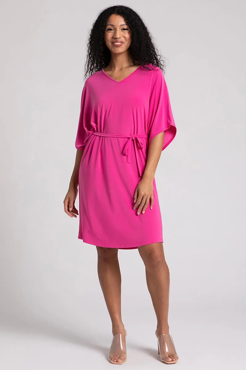 Slouchy V-Neck Dress with Tie | Peony