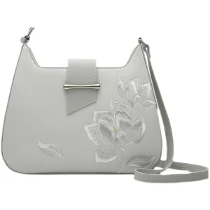 Stylish and practical gray floral shoulder bag