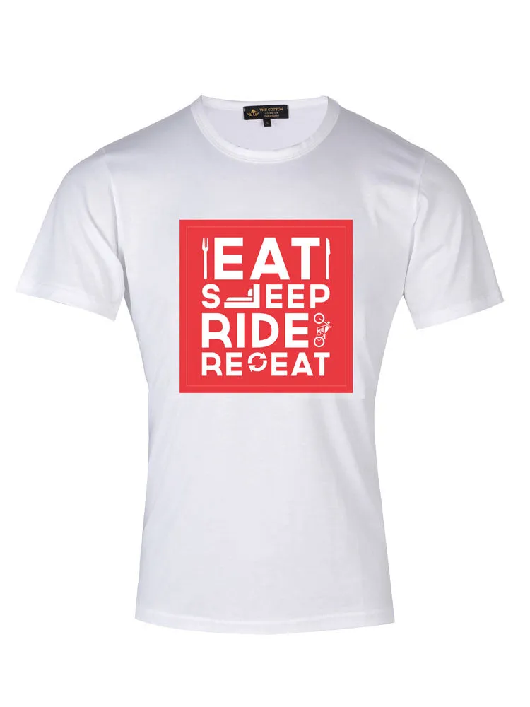 TCL Eat Sleep Ride Repeat Slogan Red T-shirt