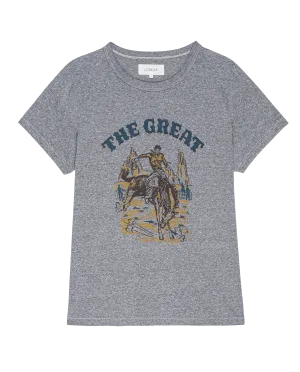 The Great- The Boxy Crew W/ Rodeo Graphic in Heather Grey