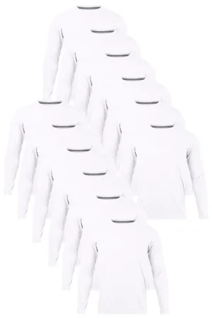 Unisex Long Sleeve  White T-Shirt 12 Pack | Super Soft, Durable & Sustainable Basics