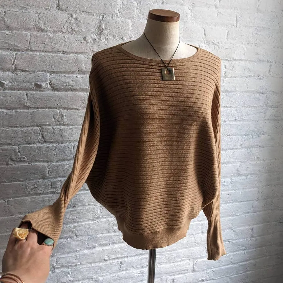 Y2K Slouchy Minimalist Neutral Boho Chic Sweater Chunky Ribbed Knit Retro Top